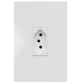 Conjunto Tomada 10a Vertical 4x2 - RECTA BRANCO SATIN FOSCO